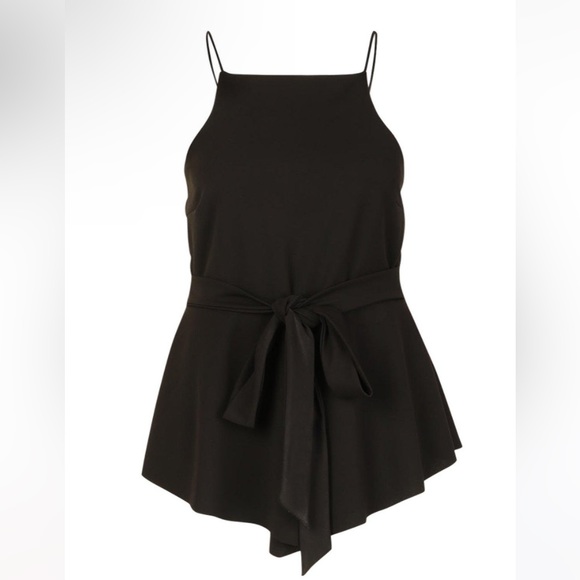 NEW boohoo Crepe Tie Front Top, Black Size 16 - Picture 2 of 3